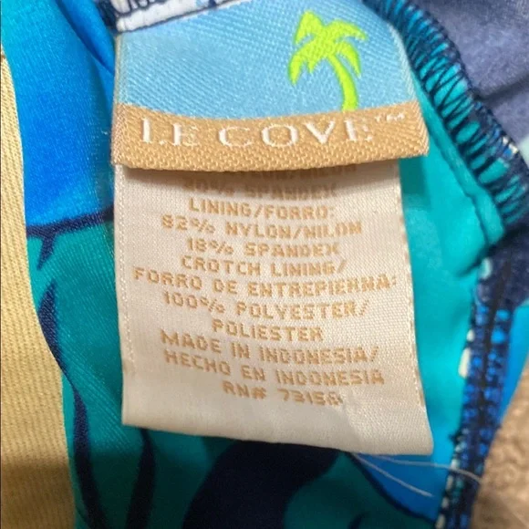 Electric Blue Green Size 12 One Piece Swimsuit with Floral Pattern Beach Summer - Picture 4 of 9